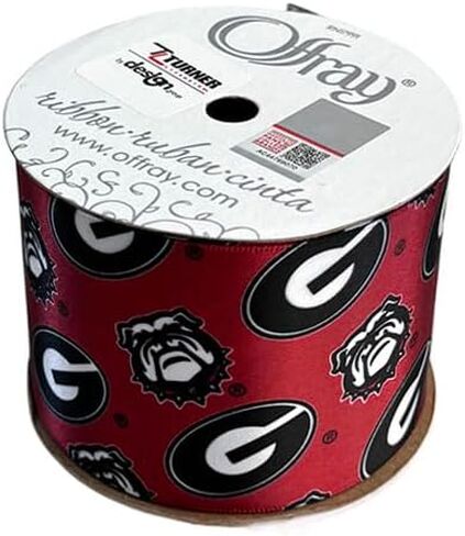 2.5" Georgia Ribbon, Licensed by Offray Ribbon - Officially Licensed (Red - 5 Yards (15 Feet)) in Saudi Arabia
