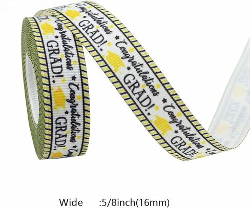 7 Rolls 35 Yards Graduation Ribbon 5/8 Inch Wide,Congrats Grad Gold Black Blue Satin Ribbon for Gift Wrapping Class of 2025 Graduation Party Decorations DIY Crafts (A) in Saudi Arabia