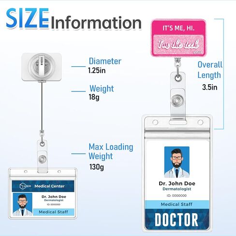 Plifal Tech ID Badge Bender حامل السحب - أنا مقطع التمساح الفني لممرضة التمريض ، وردة مضحكة أنا مرحبًا بكريليك. in Kuwait