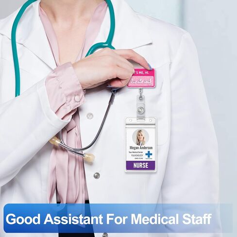 Plifal Tech ID Badge Bender حامل السحب - أنا مقطع التمساح الفني لممرضة التمريض ، وردة مضحكة أنا مرحبًا بكريليك. in Kuwait