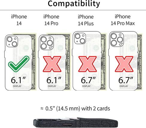 Dockem Luxe M2 Wallet iPhone 14 Pro Max Case: Canvas-Style Synthetic Leather, 2 Card Holder Pockets, Magnetic Mounting Metal Plate, Burgundy in Kuwait
