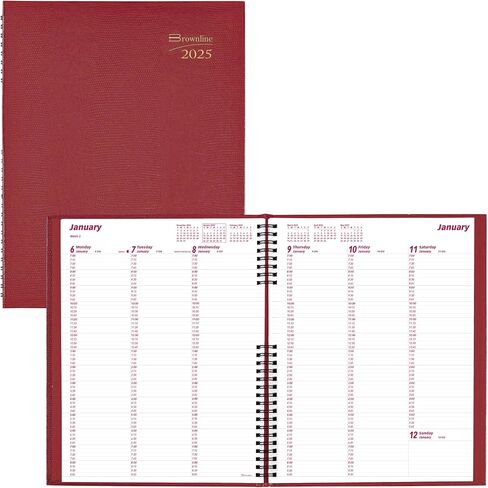 Brownline® 2025 CoilPro™ Weekly Planner, Appointment Book, 12 Months, January to December, Twin-Wire Binding, 11" x 8.5", Bright Red (CB950C.RED-25) in Kuwait