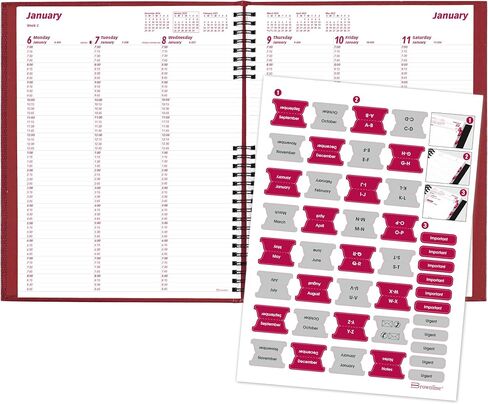 Brownline® 2025 CoilPro™ Weekly Planner, Appointment Book, 12 Months, January to December, Twin-Wire Binding, 11" x 8.5", Bright Red (CB950C.RED-25) in Kuwait