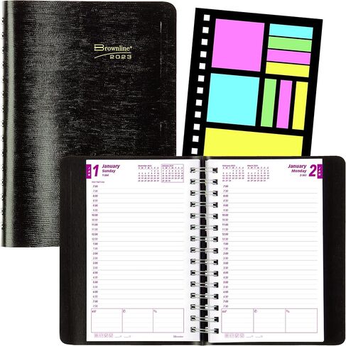 Brownline® 2025 PlannerPlus ™ Daily/Monthly Planner ، كتاب المواعيد ، 12 شهرًا ، من يناير إلى ديسمبر ، ملزمة مزدوجة ، 8 "× 5" ، أسود (CB634WN.BLK-25) in Saudi Arabia