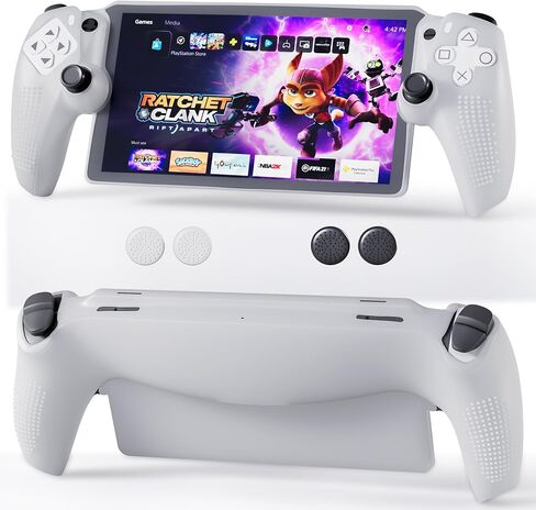 FUNDIARY Black Silicone Protective Case for PlayStation Portal Accessories, Non-Slip Soft Grip Cover Case with Full Protection Shock Absorption Handle Shell and 4 Thumb Cap for PS Portal Remote Player in Saudi Arabia