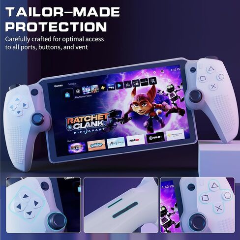 FUNDIARY Black Silicone Protective Case for PlayStation Portal Accessories, Non-Slip Soft Grip Cover Case with Full Protection Shock Absorption Handle Shell and 4 Thumb Cap for PS Portal Remote Player in Saudi Arabia