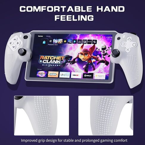 FUNDIARY Black Silicone Protective Case for PlayStation Portal Accessories, Non-Slip Soft Grip Cover Case with Full Protection Shock Absorption Handle Shell and 4 Thumb Cap for PS Portal Remote Player in Saudi Arabia
