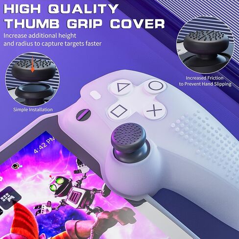 FUNDIARY Black Silicone Protective Case for PlayStation Portal Accessories, Non-Slip Soft Grip Cover Case with Full Protection Shock Absorption Handle Shell and 4 Thumb Cap for PS Portal Remote Player in Saudi Arabia