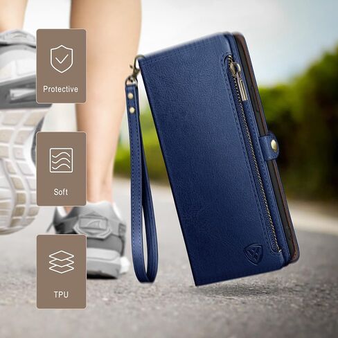 XcaseBar Compatible with Samsung Galaxy A16 5G Wallet case with Zipper Credit Card Holder【RFID Blocking】,Flip Folio Book PU Leather Phone case Shockproof Cover Women Men for Samsung A16 case Wine Red in Saudi Arabia