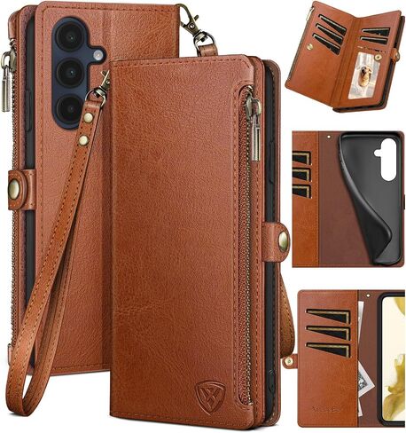 XcaseBar Compatible with Samsung Galaxy A16 5G Wallet case with Zipper Credit Card Holder【RFID Blocking】,Flip Folio Book PU Leather Phone case Shockproof Cover Women Men for Samsung A16 case Wine Red in Saudi Arabia