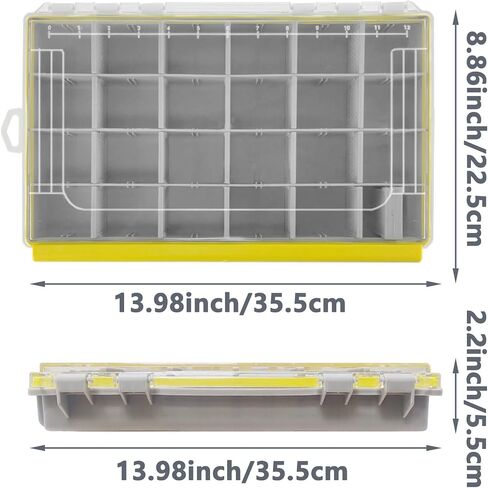 Aventik Fishing Tackle Box Waterproof Organizer with Removable Dividers Study Lure Storage Box and Terminal Tackle Storage 3600/3700 Tackle Trays (Yellow(2), 3600-10.75x7.13x1.8inch) in Kuwait