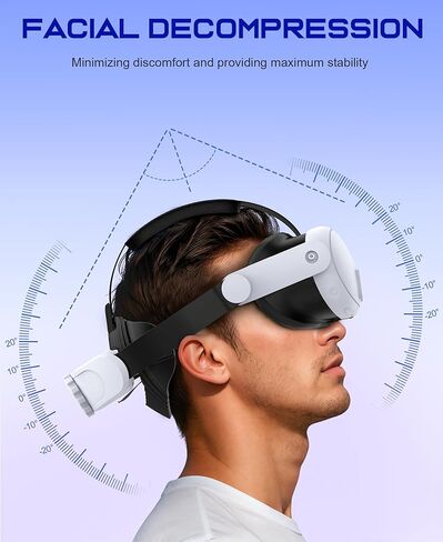 VR Head Strap Compatible with Meta Quest 3/3S/2, Adjustable Elite Strap Replacement with 8000mAh Rechargeable Battery for Quest 3 Head Strap,Enhanced Comfort Extend Playtime VR Accessories in Kuwait
