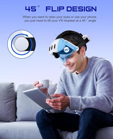 VR Head Strap Compatible with Meta Quest 3/3S/2, Adjustable Elite Strap Replacement with 8000mAh Rechargeable Battery for Quest 3 Head Strap,Enhanced Comfort Extend Playtime VR Accessories in Kuwait