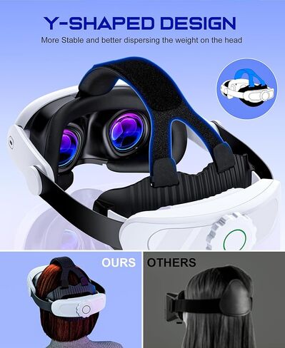 VR Head Strap Compatible with Meta Quest 3/3S/2, Adjustable Elite Strap Replacement with 8000mAh Rechargeable Battery for Quest 3 Head Strap,Enhanced Comfort Extend Playtime VR Accessories in Kuwait