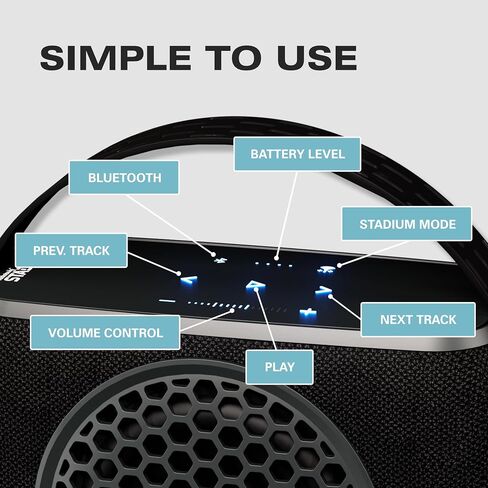 Rocksteady Stadium 2.0 Subwoofer - Bass اللاسلكي المحمولة - EQ -EQ- يصل إلى 150 قدم - عمر بطارية يصل إلى 30 ساعة - مضخم الصوت وحزام in Kuwait