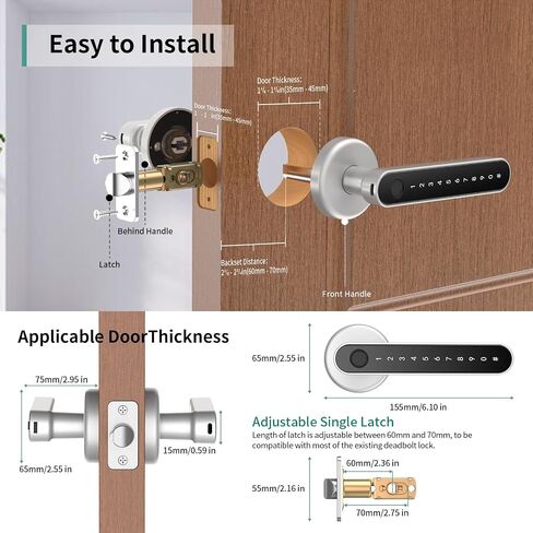 IRONZON Fingerprint Door Lock Biometric Door Lock with Keypad Keyless Entry Door Lock with Handle for Home Hotel Office Apartment Bedroom in Saudi Arabia