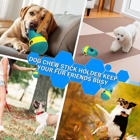 3-in-1 Dog Chew Toy & Treat Dispenser - Anti-Choking Safety Design for Aggressive Chewers, Interactive Slow Feeder Food Stick Holder Fits Yak & Bone Sticks, Puzzle Toys for Small to Large Dogs (Green) in Kuwait