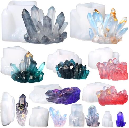 Crystal Cluster Molds, Quartz Rock Resin Mould Epoxy Resin Casting Mold for Candles,Gems,Tray Decoration Home Decoration (4) in Saudi Arabia