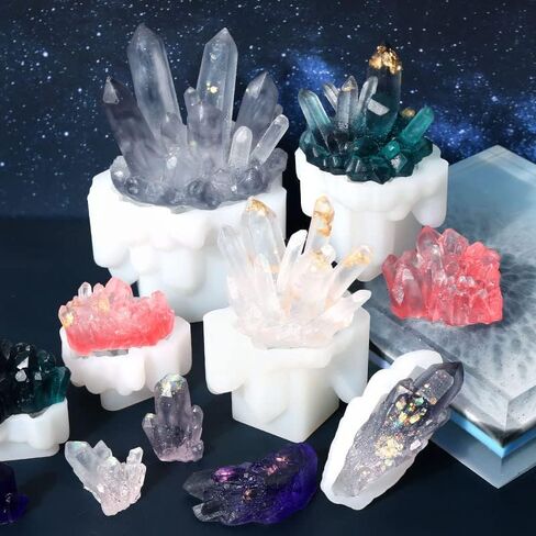Crystal Cluster Molds, Quartz Rock Resin Mould Epoxy Resin Casting Mold for Candles,Gems,Tray Decoration Home Decoration (4) in Saudi Arabia
