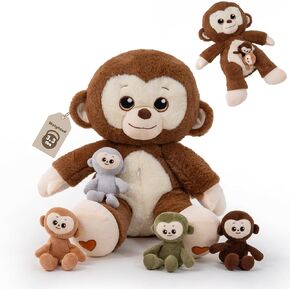 5 PCS Monkey محشو بالحيوان مع الأطفال ، وألعاب أفخم قرد مرجحة للأطفال ، مجموعة دمية القرود المحشو ، 19.5 "، 3.3 رطل
