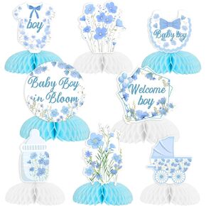 KREATWOW BABY BOY In Floom Dust Duster Decorations 8pcs Baby in Bloom Honeycomb Centerpices Boho Flower Gender Condric Decor
