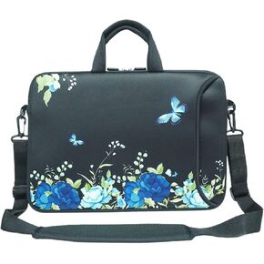 The 15.64-inch Laptop Shoulder Case fits a 14-inch 15-inch 15.6-inch MacBook/laptop/ultrabook/Chromebook (Butterflies and flowers)