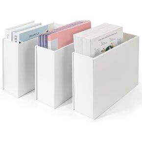 Vowcarol 3 PACK 8.5x11 Letter Size Paper Storage Box, File Box, Magazine File Holder Desk Storage Vertical File Folder