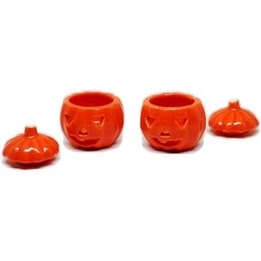 Hobby Shop 2 PCS Dollhouse Miniatures Ceramic Halloween Pumpkin Scarved 2.5 cm Decoration Gift No. 002