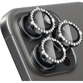 Camera Lens Protector for iPhone 16/iPhone 16 Plus, Bling Glitter Camera Cover, 9H Tempered Glass Individual Metal Ring Camera Protector for iPhone 16/iPhone 16 Plus (Diamond - Silver) in Kuwait