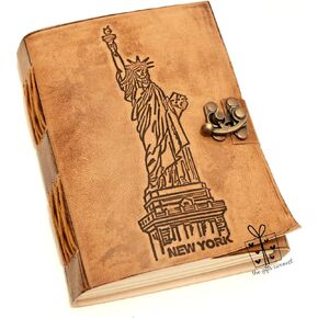 Statue Of Liberty embossed journal, Handmade Leather Notebook for Adventure Writing, Daily Planner Blank Sketchbook for Unisex Gift Eo-Friendly
