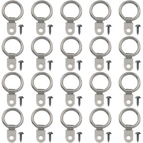 20pcs Picture Frame Hanging Single Hole Nickel Plated Round Ring with Screw Decorative Picture Hooks Hardware Hook Fittings Picture Hanging Heavy Duty Clasps