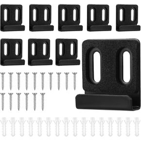 8pcs Metal Mirror Hanger Clip Kit, Heavy Duty Mirror Wall Mount Bracket with Screws & Expansion Plugs Frame Hardware Holder Hook Clips for Frameless Hanging Displays Tile Billboard(Black)
