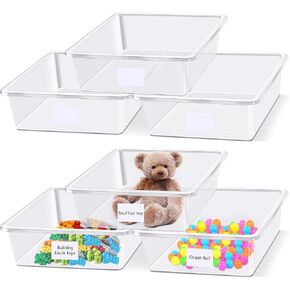 Hoolerry 24 PCS Cubby Storage Bins Classroom Cubby Organization مع ملصقات لاصقة ذاتية صندوق حاويات تخزين قابلة للتكديس صغيرة مربع لعبة كتب للمدرسة (11.5 × 7.5 × 5 بوصة ، ملونة)