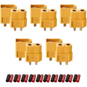 5 أزواج ، XT60H XT-60 قابس موصل الرصاص من الذكور والإناث لبطارية RC CAR/BOAT/LIPO (أنبوب تقلص الحرارة)