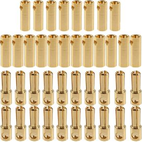 20 Pairs Gold-Plated 5.0mm 5mm Banana Plug Bullet Male Female Connector Adapter for RC Lipo Battery ESC