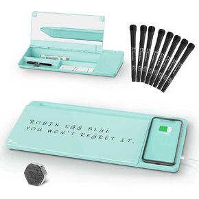 Robin Egg Blue Desktop Deskboard مع شاحن لاسلكي مع 8 علامات