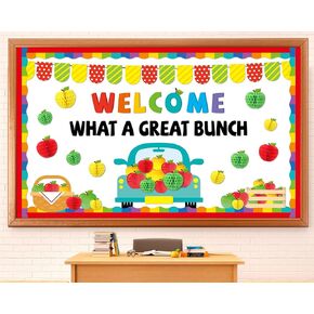 Back to School 3D Apple Bulletin Board Decorations Fruit Bulletin Board Classroom Fall Apples Cutouts Honeycomb Tissue Paper for Fruit Apples Themed Party Supplies School Nursery Birthday Wall Decor