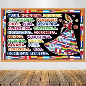 Hispanic Heritage Month Decorations Hispanic Heritage Month Bulletin Board Decorations Latin American Classroom Decor Spanish Flags Cutouts for Spanish Classroom School Party Supplies