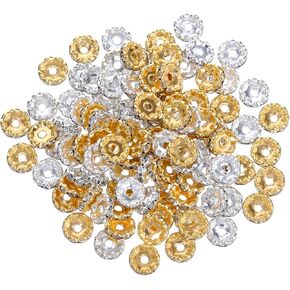 100 pcs 12mm فواصل للأقلام المزعجة من الخرز راينستون الفواصل لمجوهرات صنع رونديل باكس حبات الفضة من الذهب ، سحر كريستال مستديرة ل DIY قلادة مجوهرات صنع لوازم