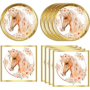 40pcs الحصان الحفلات عيد ميلاد اللوازم الحفلات الحصاني تشمل لوحات الحفلات وحفلات Cowgirl Wild Horse Party Decortings for Girls Baby Shower Service 20