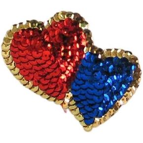 Expo International 3" x 2 1/2" Double Heart Sequin Applique Patch, Multi Colors
