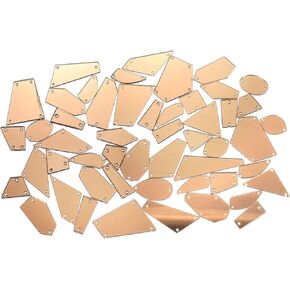 Meccanixity 50pcs أشكال مزيج خياطة على قطعة مرآة مسطحة الظهر الظهر DIY الأكريليك عكس حدود الحدود مرآة للفساتين السهرة لبني لبني