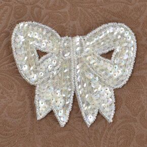 Expo International 3 1/4" x 3" Bow Sequin Patches/Appliques, Aqua Blue