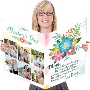 Jumbo Happy Mother's Day Grating Card with Envelope Big Mothers Day Card Love Mom Best Guest Book Signature Mom Giant Card Gift for Boys Girls ligged jumbo large 14 × 21.26 inch (BD0011)