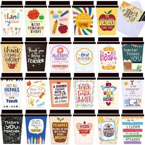 Outus 48 Pack Teacher Thater That You Cards تقدير بطاقات فنجان القهوة المطبوعة مع مظاريف لمساعد مساعد معلمي العمل في العمل ، فورم.