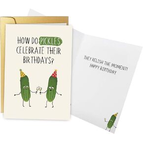 بطاقة عيد ميلاد SPERCY Funny Pickle Pun ، بطاقة عيد ميلاد Joke