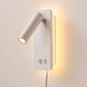 Wall Mounted Reading Light for Books in Bed, Bedside Wall Lamps with 3 Dimming, 350°Rotation Plug in Wall Sconce, Upgrade Headboard Bedside Lamp for Bedroom Living Room (Black)