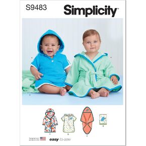 Simplicity Babies' Bath Set Sewing Pattern Kit, Code S9483, Sizes XXS-XS-S-M-L, Multicolor
