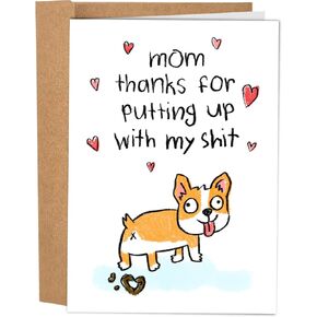 تحيات مهلوقة مضحكة عيد أم سعيد لأمي من ابنة مع مطابقة الظرف | 5 × 7 بوصة Corgi Dog Card بطاقة عيد ميلاد لأمي | شكرا لطرحها مع كل بطاقتي القرف