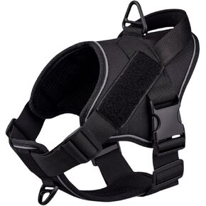 Dog Harness for Large Medium Dogs no Pull Training Dog Harness 2 Leash Clips Easy Control Handle Padded Vest Soft Adjustable Reflective Tactical Military Grad (Brown Camouflage, L)